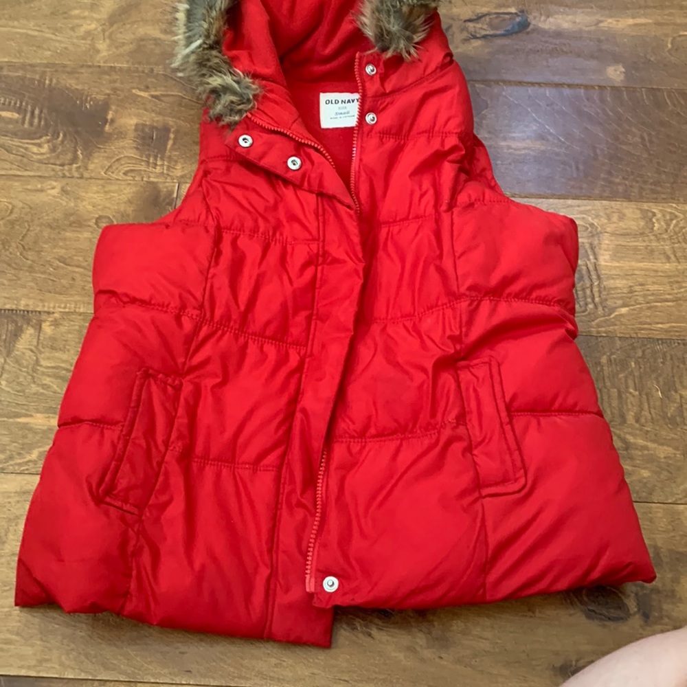 Red Puffer Vest (with hood)